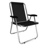 Cadeira Praia Max Alumínio Oversize Reforçada Até 140kg Zaka Cor: Preto