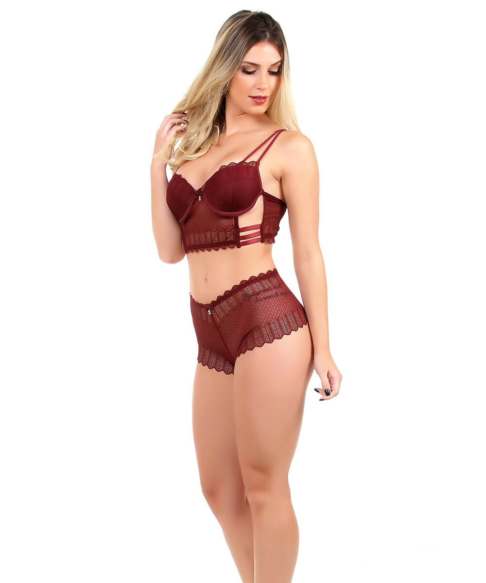 Conjunto Imi Lingerie Lua De Mel Noite Noiva Calcinha Sutiã Renda Ariela