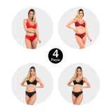 Kit 4 Conjunto Imi Lingerie Sem Bojo Em Microfibra E Renda Maria Sofia