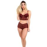 Conjunto Imi Lingerie Cropped Caleçon Em Renda Ariela