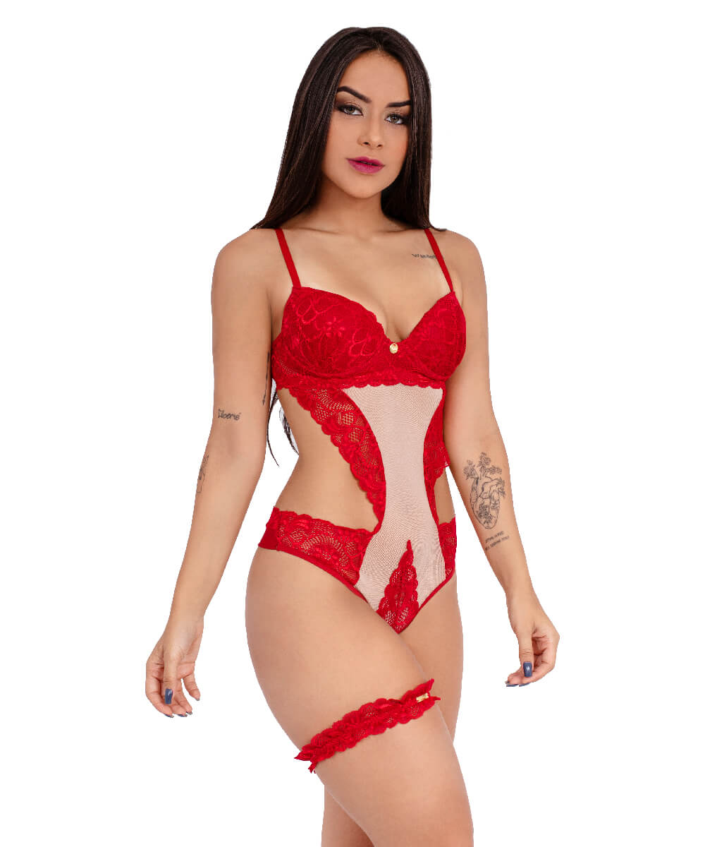 Conjunto Imi Lingerie Luxo Perneira Aberto Nas Costas Amore