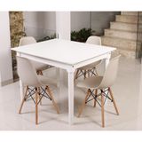 Mesa De Jantar Robust 110x90 Branca E 4 Cadeiras Nude