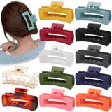 4,1 Polegadas Grandes Clipes De Cabelo Retângulo Grande Para Mulheres 12 Pcs Big Square Claw Clips Para Cabelo Grosso Não-deslizamento Acril
