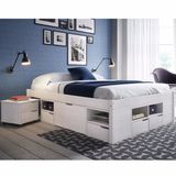 Cama Casal Queen Size Multifuncional Madeira Maciça 6 Gavetas Charme Inter Link Branco Lavado