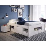 Cama Casal Multifuncional Madeira Maciça 6 Gavetas Charme Inter Link Branco Lavado