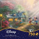 Ceaco 750 Peça Thomas Kinkade - Disney Dreams, Mickey E Minnie Sweetheart Bridge Jigsaw Puzzle, Crianças E Adultos