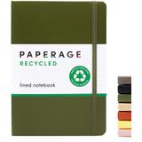 Diário De Caderno Revestido Reciclado- Capa Dura Com Fechamento Elástico E Marcador- Papel Reciclado- Verde Escuro, Governado- 5,7 Por 8 Polegadas -