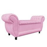 Recamier Baú Londres 1,20 M Suede Rosa Bebê