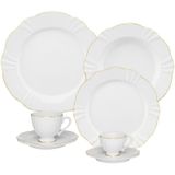 Aparelho De Jantar 42 Peças Porcelana Soleil Ouro Oxford