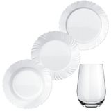 Aparelho de Jantar Opaline Pétalas Fundo 24 Peças Branco