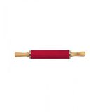 Rolo Para Massa Cabo Madeira Silicone Cor Vermelho