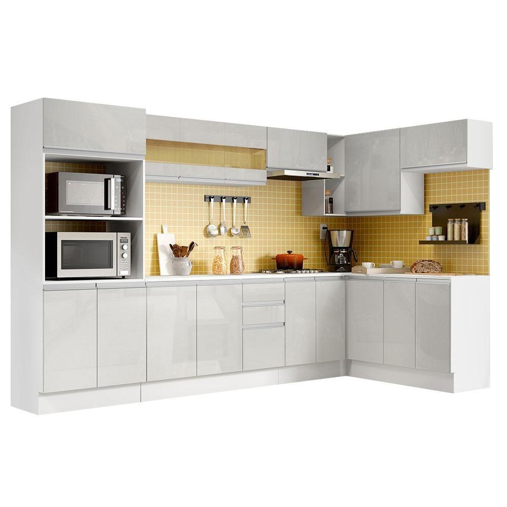 Armário De Cozinha Completa De Canto Smart 100% Mdf Branco