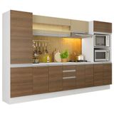 Armário Smart 100% Mdf 300cm Com Balcão E Tampo Branco