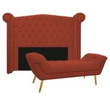 Cabeceira Calçadeira Veneza 195cm King Size Suede Terracota