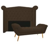 Cabeceira E Calçadeira Veneza 195 Cm King Size Suede Marrom