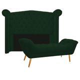 Cabeceira E Calçadeira Veneza 195 Cm King Size Suede Verde