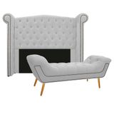 Cabeceira E Calçadeira Veneza 195 Cm King Size Suede Branco