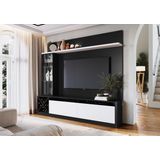 Estante Home Para Tv Até 60 Polegadas 1 Porta De Vidro Veneza Quiditá Bege/cinza/preto/branco