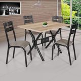 Conjunto de Mesa com 4 Cadeiras Luna Ciplafe Craqueado Preto/Junco Manteiga