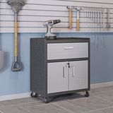 Balcão Multiuso 2 Portas 1 Gaveta com Rodizio Titanium Itatiaia Preto Craqueado/Cinza Texturizado