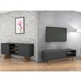 Conjunto para Sala de Estar Rack para TV e Aparador Buffet 2 Portas Retrô Milano Classic Estilare Preto