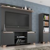 Conjunto Rack com Painel para TV 50 Polegadas e Estante Benevello 2038 Quiditá Grafite/Siena