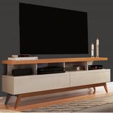 Rack para TV até 60 Polegadas Vivare Móveis Germai Off White/Nature