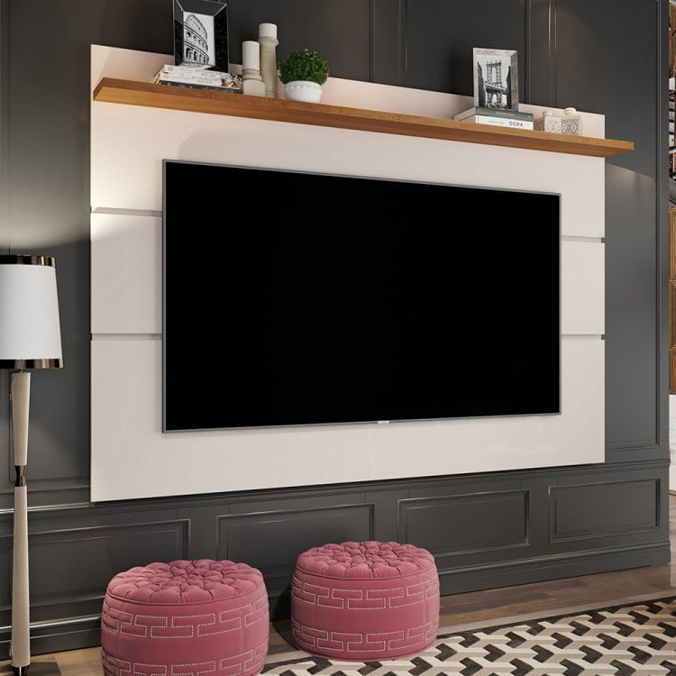 Painel para TV até 50 Polegadas Vivare New Móveis Germai Off White/Freijó