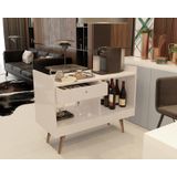 Aparador Estilo Buffet 2 Ambientes Retrô Duda Branco Perola