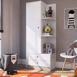 Guarda Roupas com Prateleiras 1 Porta e 2 Gavetas Amore Meu Fofinho Art in Móveis Branco/Fumê