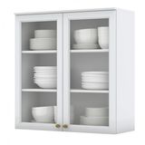 Armário Aéreo 2 Portas De Vidro Clássico Americana Henn Branco