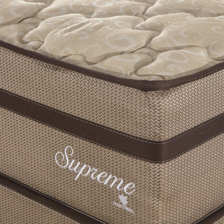 Cama Box Casal Queen Supreme 1,58x1,98x0,60 Molas Ensacadas Montreal Tecido poliéster Dourado, Jacquard Tipo Malha Dourado