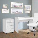 Conjunto Home Office 2 Peças Escrivaninha Facility e Gaveteiro Presence Branco  Demóbile Branco