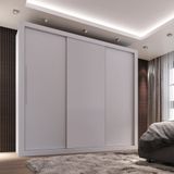 Guarda-Roupa Casal 3 Portas 4 Gavetas Costa Rica Salletto Móveis Branco