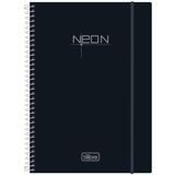 Caderno Espiral Capa Dura  10 Matérias 200 Folhas Neon Preto