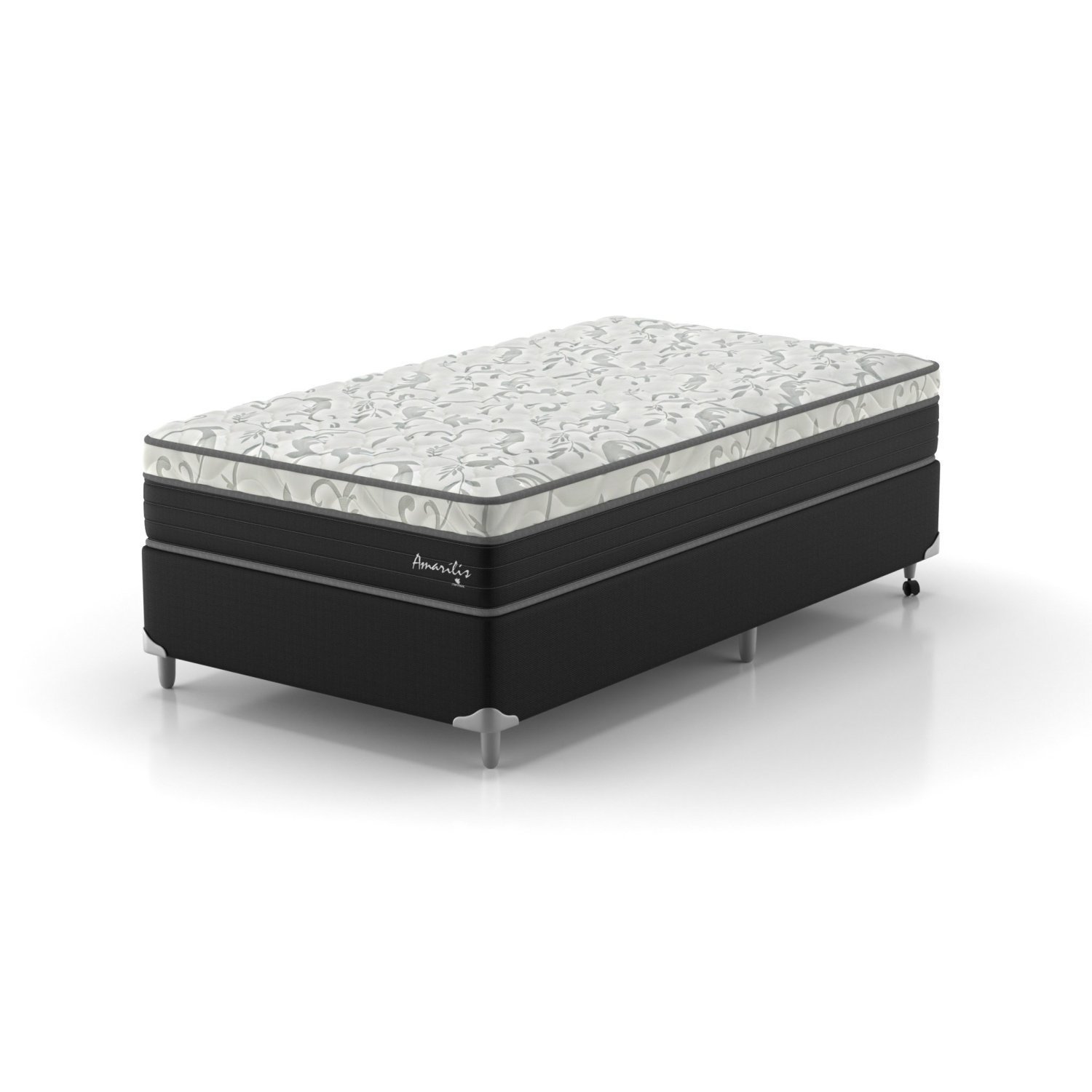 Cama Box Solteirão D33 1,08x1,98x53cm Amarílis Montreal Branco/preto