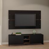 Rack Com Painel Para Tv Até 65 Polegadas 2 Portas 2 Nichos 160cm Londres Estilare Preto E Madeirado