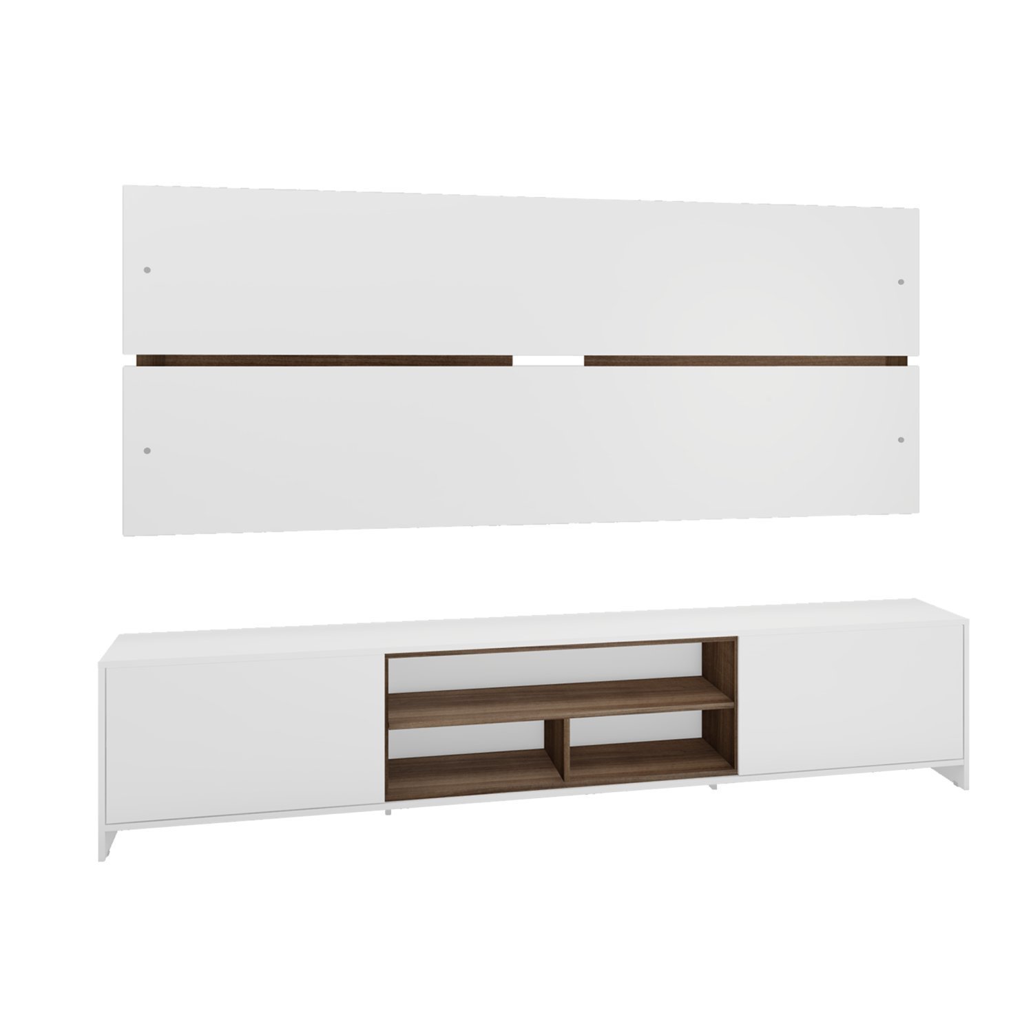 Rack Com Painel Para Tv Até 65 Polegadas 2 Portas 3 Nichos 220cm Milão Estilare Branco/madeirado