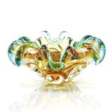 Centro De Mesa Cristal Murano Verde E Âmbar São Marcos 14cm