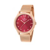 Relógio Champion Feminino Cn25770v Rosé Fundo Vermelho E