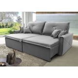 Sofá Retrátil E Reclinável 226cm 4 Lugares Glamour Hellen Estofados Cinza