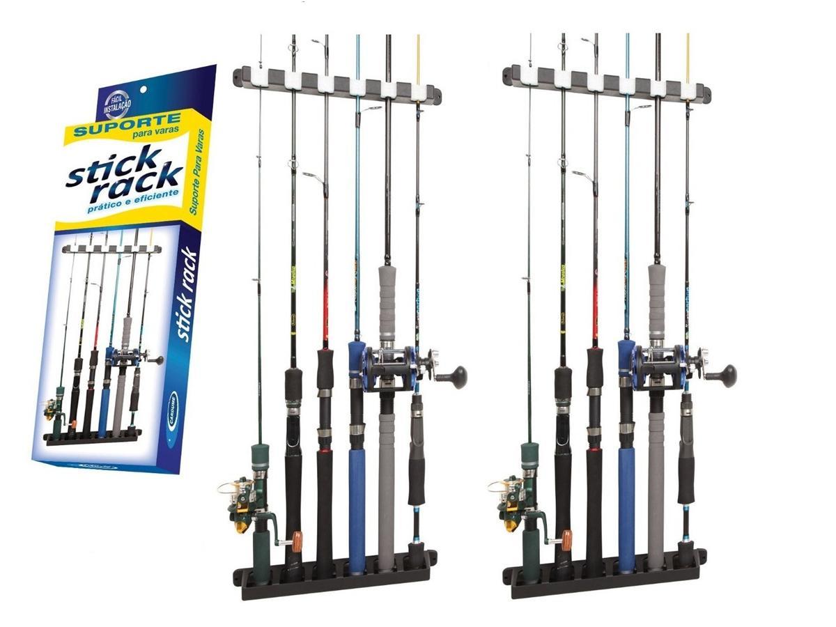 Kit 2 Suporte Organizador Parede Rack 12 Varas Pesca Cardume