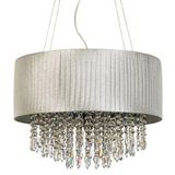 Pendente Lustre Silk Prata Com Cristal Para Led 38 Cm