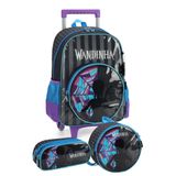 Kit Escolar Mochila Rodinha Lancheira Estojo Duplo Wandinha