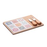 Conjunto 4 Peças Para Queijo Com Tábua Ladrilho
