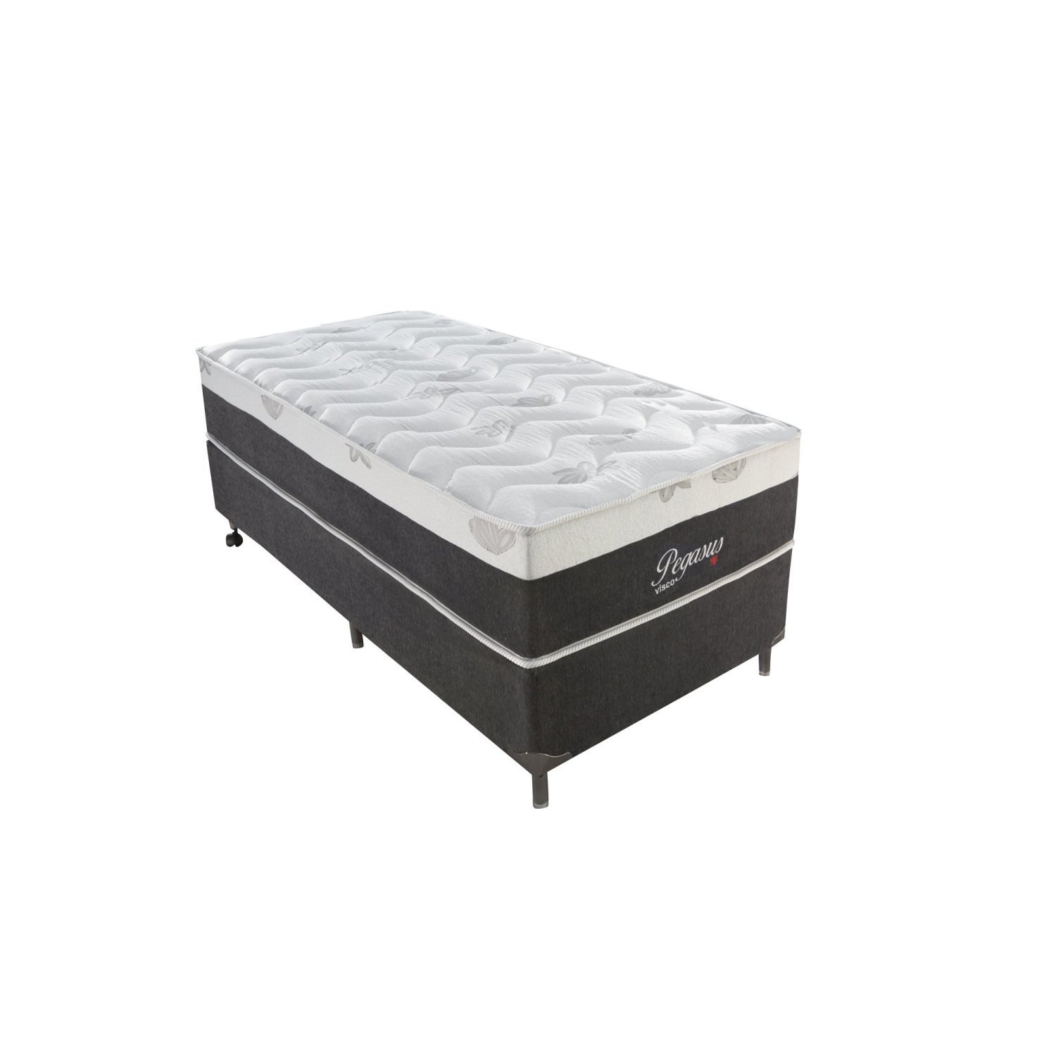 Cama Box Solteirão 108x198x72cm Molas Ensacadas Pegasus Montreal Cinza, Branco