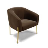 Poltrona Pé De Ferro Dourado Sala De Estar Stella Suede Marrom D03 - D&#39;rossi