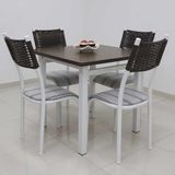 Mesa Lisboa 80 Cm Com 4 Cadeiras Branco-listrado