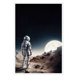 Quadro Decorativo Astronauta E Lua Moldura Cx Alta 40x60 Titulos Moldura Branca