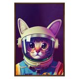 Quadro Decorativo Gato Astronauta Moldura Cx Alta 100x66 Titulos Moldura Madeira